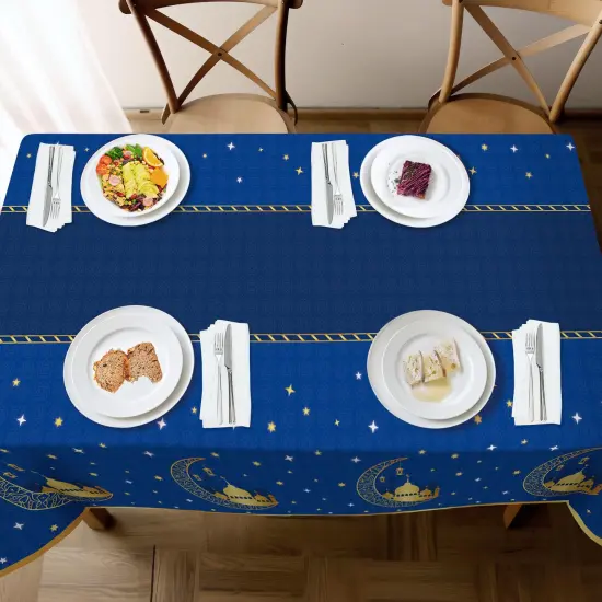 Ramadan Decorations, Table Cloth Rectangle, 3Pack Blue Tablecloth Disposable Ramadan Mubarak Decor Gift Eid Mubarak Decorations, Table Cover 54"x108" for Home, Kitchen, Outdoor Decoration for Ramadan {2}