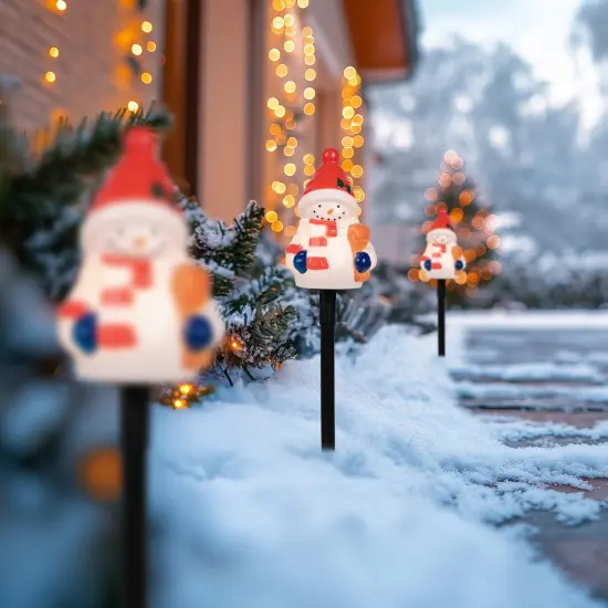 Northlight Jolly Snowmen Outdoor Christmas Pathway Markers - 16" - Set of 4 White {1}