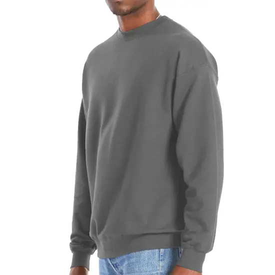 Hanes Perfect Fleece Crewneck Long Sleeve T-shirt Casual Multicolor Trendy Tee Smoke grey {1}