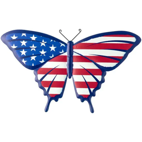 13.5" Metal Embossed Butterfly: Patriotic RWB {1}