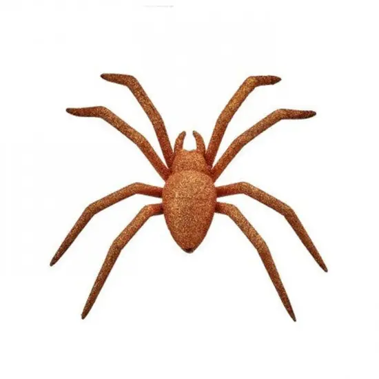 8" Orange Glitter Spider {1}