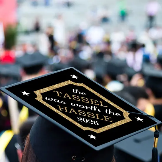 Big Dot of Happiness Tassel Worth The Hassle - Gold - 2026 Graduation Cap Decorations Kit - Grad Cap Cover {4}