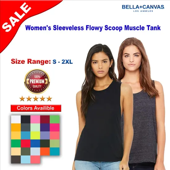 BELLA + CANVAS&reg; Women's Sleeveless Flowy Scoop Muscle Tank - 8803 Black {3}