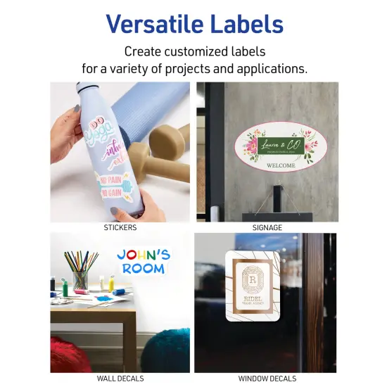 Avery Durable DIY Polyester Sticker Paper, 8.5" x 11", Removable Surface Safe Adhesive, Water-Resistant with Laser or Pigment-Inkjet Printers, 3 Full-Size Label Sheets (61512) {4}