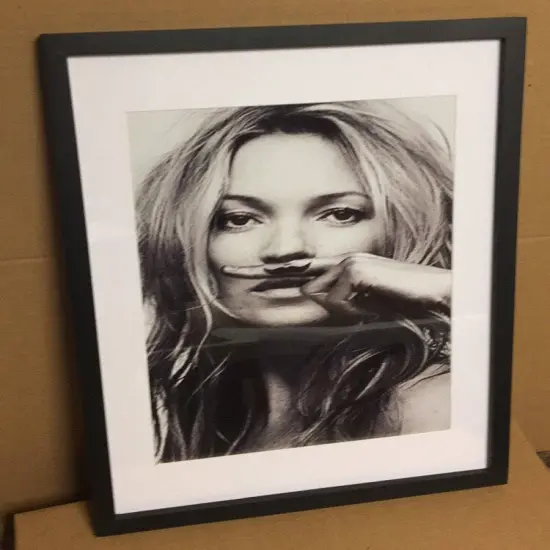 Kate Moss Mustache Fashion Poster Framed {3}
