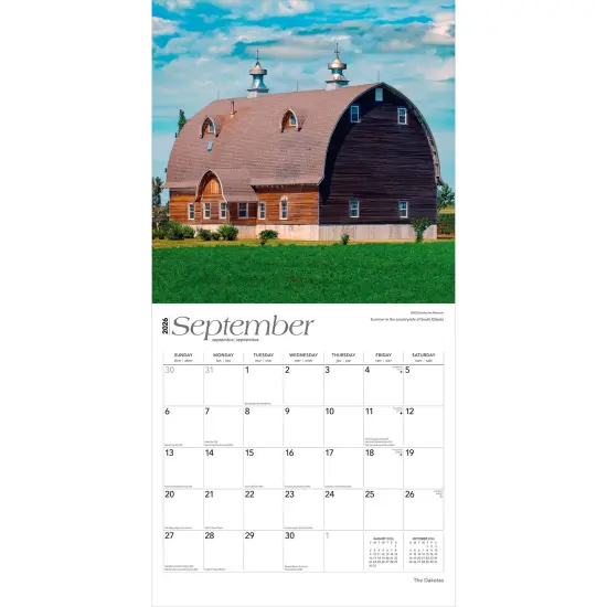 The Dakotas | North Dakota & South Dakota Places | 2026 12 x 24 Inch (Hanging) Monthly Square Wall Calendar | Plastic-Free {4}