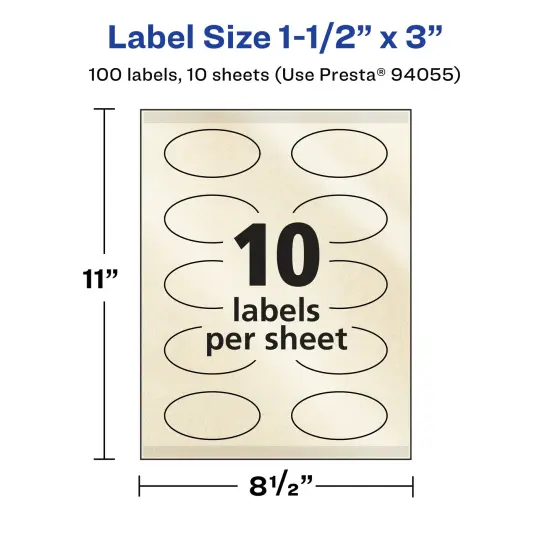 Avery Pearlized Ivory Oval Labels with Sure Feed Technology, Print-to-the-Edge, 1.5" x 3" {5}