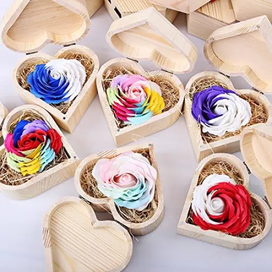 Heart-Shaped Unfinished Wooden Box Natural Pine Wood DIY Craft Wooden Boxes with Lid for Storage Crafts {5}