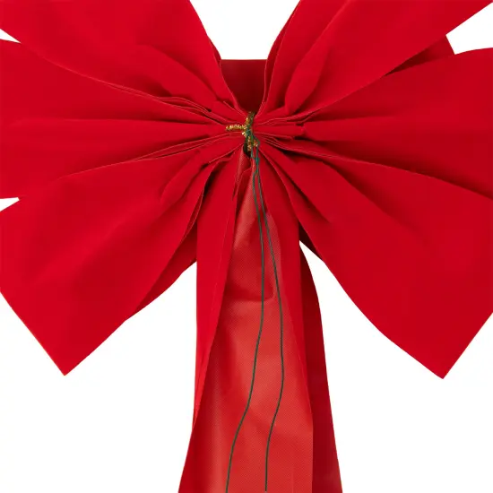 Northlight 14" x 34" Red 11-Loop Velveteen Christmas Bow Decoration {7}
