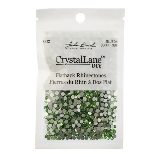 Crystal Lane DIY SS12 Glass Flatback Rhinestones, 2880pcs Peridot {3}