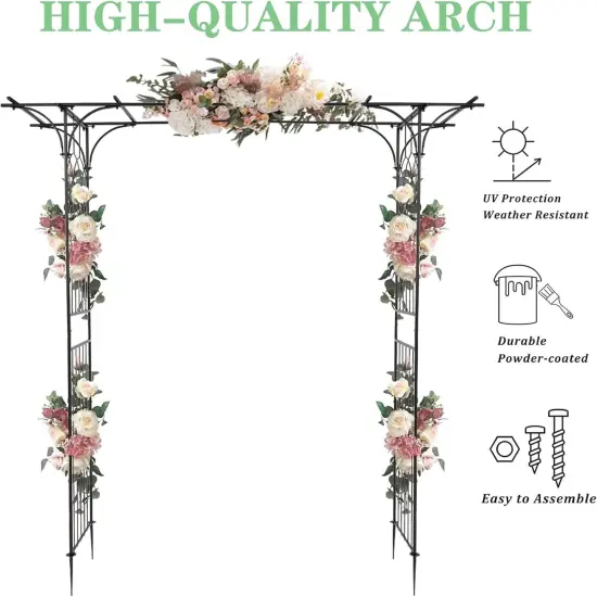 Flat Roof Wrought Iron Garden Arch Trellis Plant Climbing Frame {3}