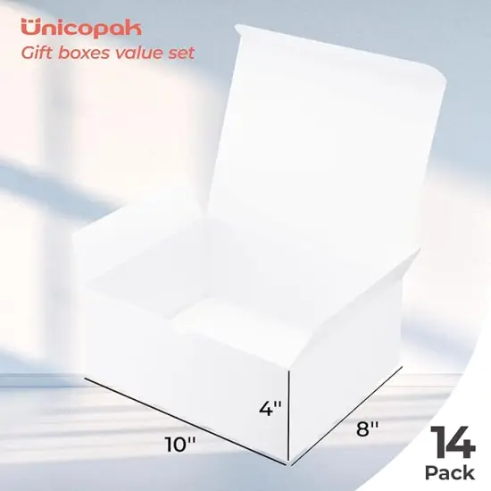 10x8x4 Gift Boxes 14 Pack White Gift Boxes with Lids for Presents Large Cardboard Paper Gift Boxes Bulk for Birthday Wedding Bridesmaid Proposal Valentines Christmas {2}