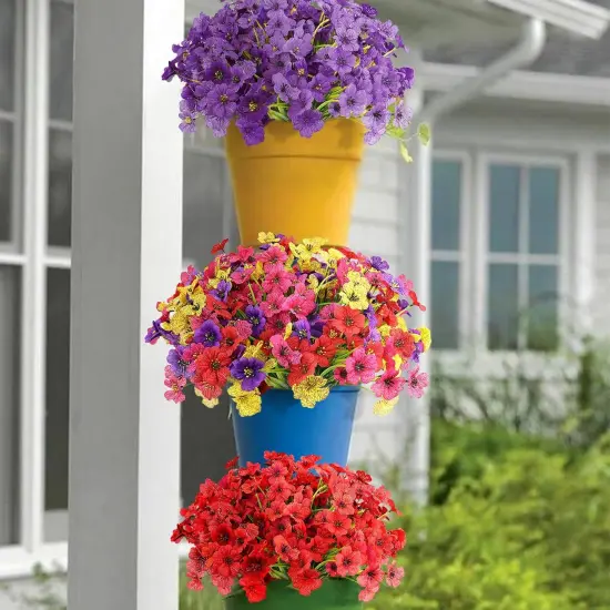 16 Bundles Colorful UV-Resistant Artificial Spring Flowers &ndash; Outdoor Faux Plants for Porch, Garden, and Window Boxes {5}