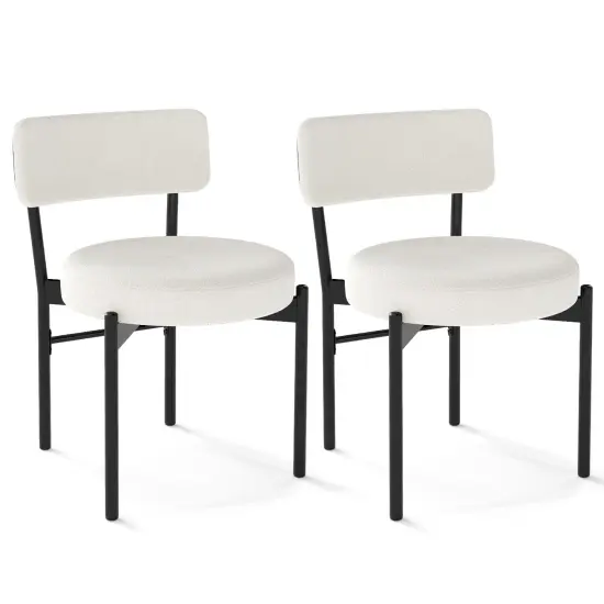 Dining Chair Set of 2 with Curved Backrest and Padded Seat for Comfort White {2}