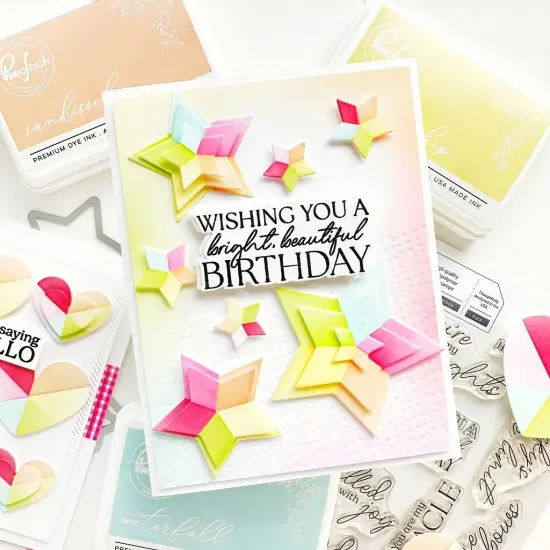 Pinkfresh Studio Stencils 6/Pkg-Radiating Hearts and Stars {6}