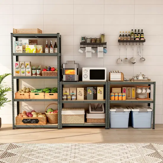 5-Tier Tall Freestanding Heavy Duty Metal Utility Rack with 5 Adjustable Shelves Suitable for Kitchens or Garage Gray {2}