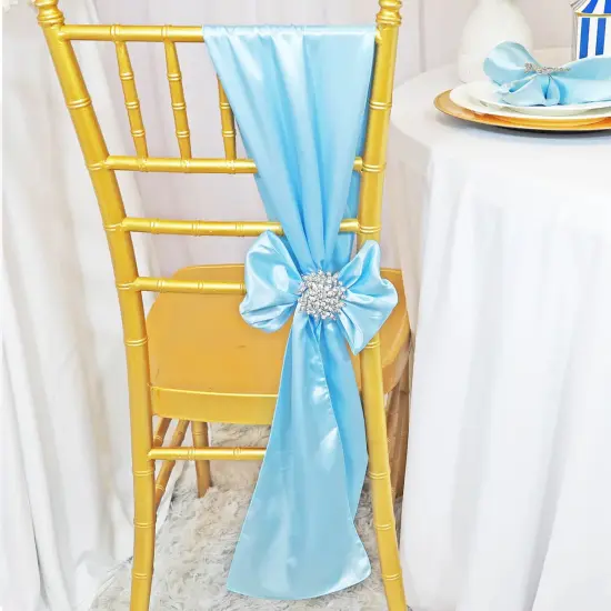 10 Pieces Baby Blue Satin Chair Sashes Soft 8"x108" Event Decor {2}