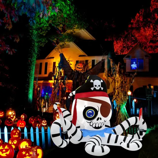 6 ft. Black and White Octopus Halloween Outdoor Inflatable Decoration, Creepy Skeleton Zombie with LED Lights, Holiday Inflatable Decoration for Outdoor Patio, Garden, Lawn&hellip; {2}