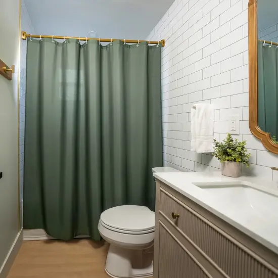 Americanflat 71x74 Solid Green Shower Curtain - Water Resistant - Polyester Fabric {6}