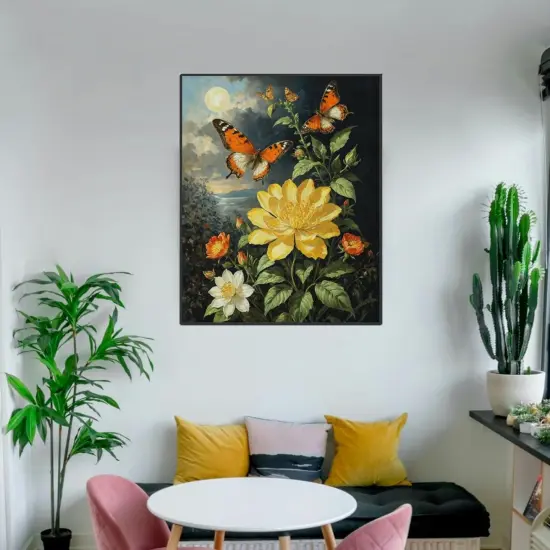 Butterfly Paint by Numbers Kit for Adults Flower Adult Paint by Number Kits Adults' Paint-by-Number Kits Canvas Painting Kit for Beginner Oil Painting Kits for Gift Home Wall Decor 16x20 Inch {3}