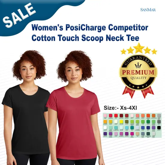 Women's PosiCharge&reg; Competitor Cotton Touch Scoop Neck Short Sleeve Tee Silver {2}