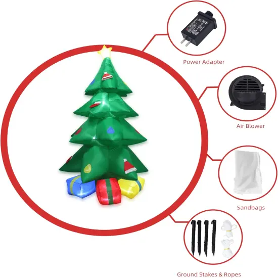 10Feet Inflatable Christmas Tree Decoration Outdoor Indoor Christmas Tree Blow up Decoration Christmas Party Gifts for Children Yard Outdoor Inflatable Tree Cute Display with LED Lights {5}