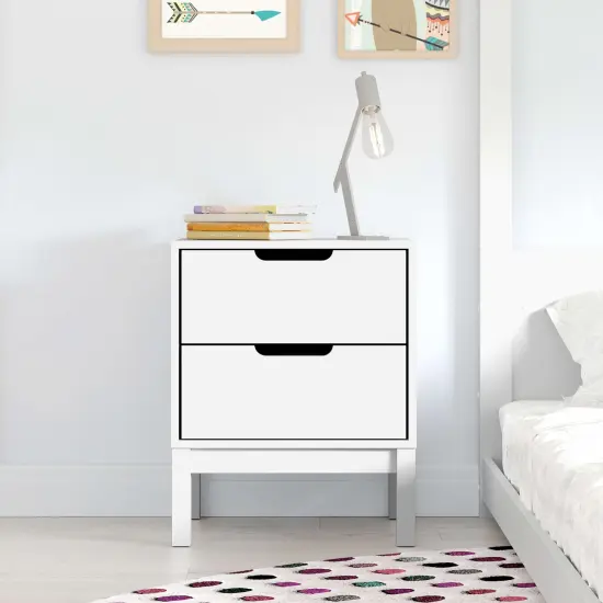 Emma and Oliver Samuel Kids Double-Drawer Night Stand with Solid Wood Frame, Side Table for Kids Bedroom Gray {7}