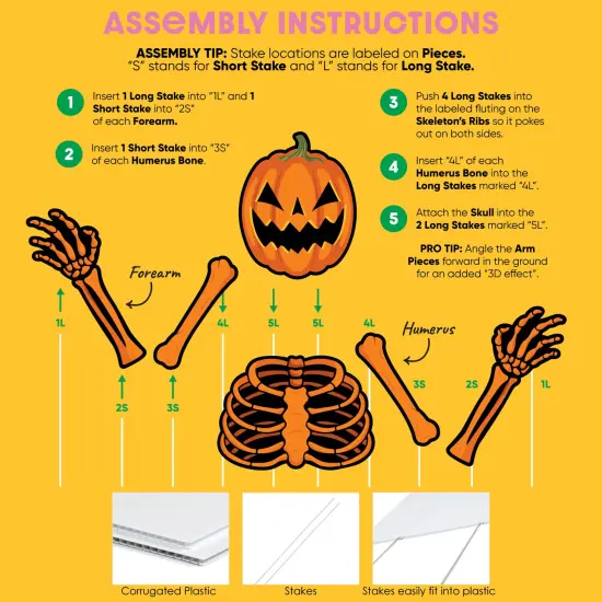 Big Dot of Happiness Pumpkin Skeleton - Large Scary Jack-O'-Lantern Skeleton Yard Sign Outdoor Lawn Decorations Yard Signs - 40 Inches Tall {6}