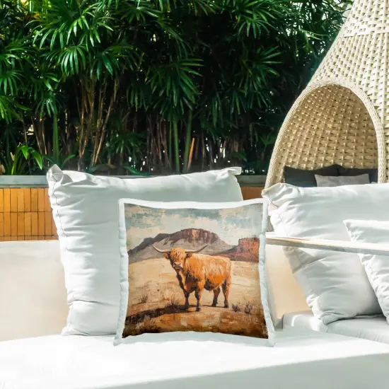 Stupell Industries Cow Of The Desert Outdoor Pillow, 18 x 7 x 18 {2}