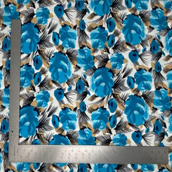 1 Yard Lightweight Floral ITY Knit Fabric Stretch Material for Clothing Dresses Tops 58"-60" Inches Width Red/Lime {3}