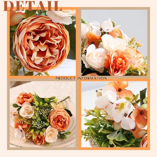 2Pcs Fall Fake Peonies Silk Hydrangea Flower Small Faux {5}