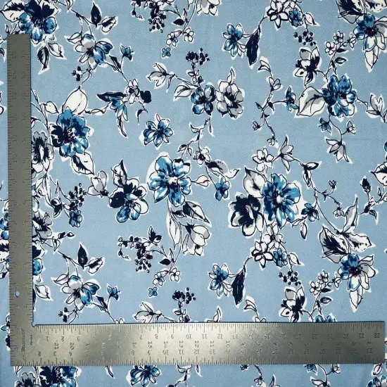 1 Yard Liverpool Knit Floral Print Fabric Textured Stretchy Apparel Material 58"-60" Width Jade {6}