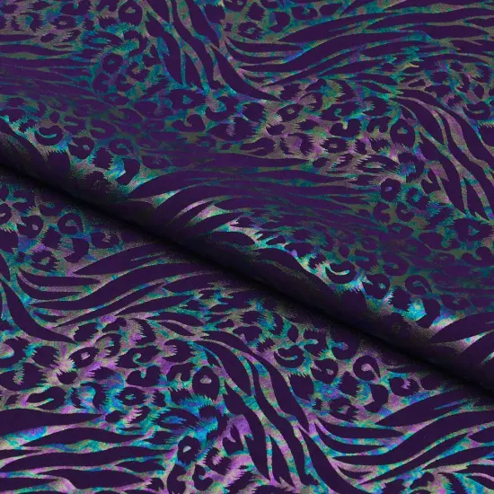 1 Yard Funky Leopard Hologram Spandex Fabric 36" x 58/60" 270 gsm Fuchsia {3}