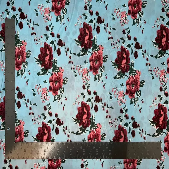 1 Yard Soft ITY Knit Floral Print Fabric For Dresses Tops Skirts Apparel Projects 58/60 Inch Wide Black {5}