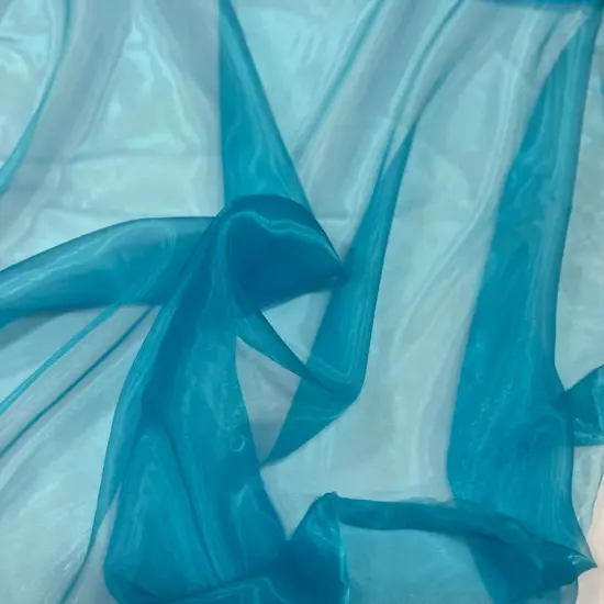 1 Yard Sheer Organza Fabric Crisp Lightweight Elegant Material for Decor Fashion Crafts Turquoise {1}