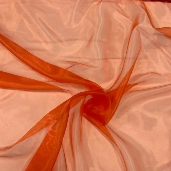1 Yard Crinkle Barbie Organza Fabric Sheer, Crisp & Elegant for Decor Events & Crafts Orange {1}