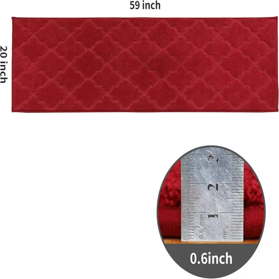 Soft Kitchen Floor Mats for in Front of Sink Super Absorbent Rugs and 20"x59" Non-Skid Mat Standing Washable,Polyester,Red {3}