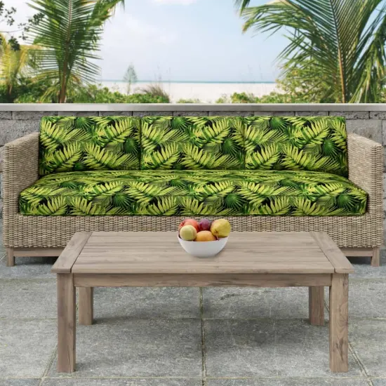 Noir - Black,Green Leaves,Tropical & Botanical Upholstery Fabric 54 Inches" {3}