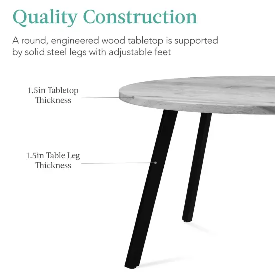 Best Choice Products 35.5in Mid-Century Modern Round Dining Table w/ Steel Legs, Adjustable Feet Gray {5}