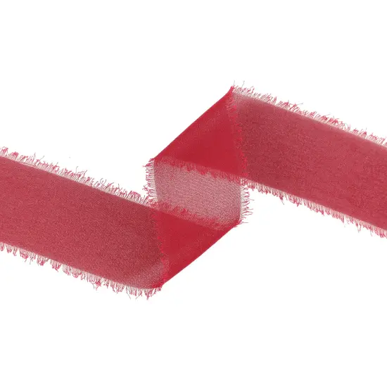 LaRibbons 1 1/2" Frayed Edge Chiffon Ribbon | 10 Yard Roll Burgundy {3}