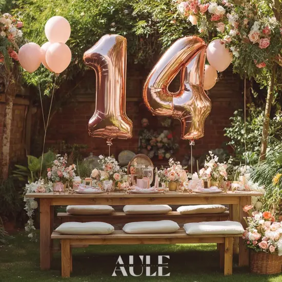 40 Inch Large 14 Balloon Numbers Rose Gold Big Foil Number Balloons {4}