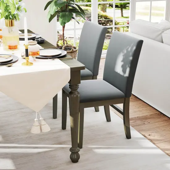 Costway Upholstered Dining Chairs Set of 2/4 with Rubber Wood Legs Padded Seat & High Back {5}