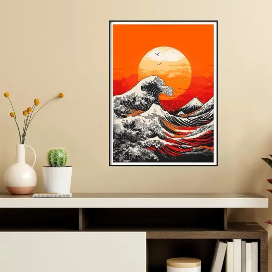 DIY Diamond Art Kits for Adults Sunset Waves, Full Drill Round Rhinestone Diamond Painting Kits for Adults, Cross Stitch Embroidery Canvas {4}