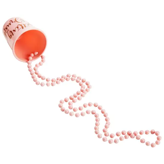 Sparkle and Bash Set of 12 Beaded Bachelorette Shot Glass Necklaces for Bridal Shower, White Bride Cup and Pink Bridesmaids Glasses, Gold Foil Design {7}