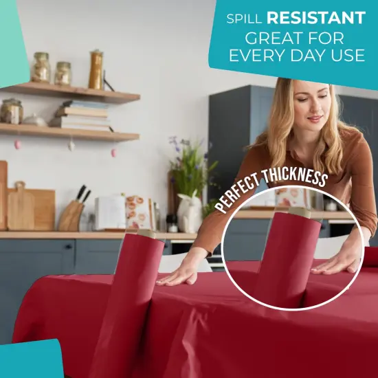 Exquisite Plastic Table Cover Roll &ndash; 40" x 300' Disposable Tablecloth Roll &ndash; Premium Thick 0.5 MIL Plastic Banquet Roll &ndash; Party Table Cover Roll for Events & Catering Burgundy {3}