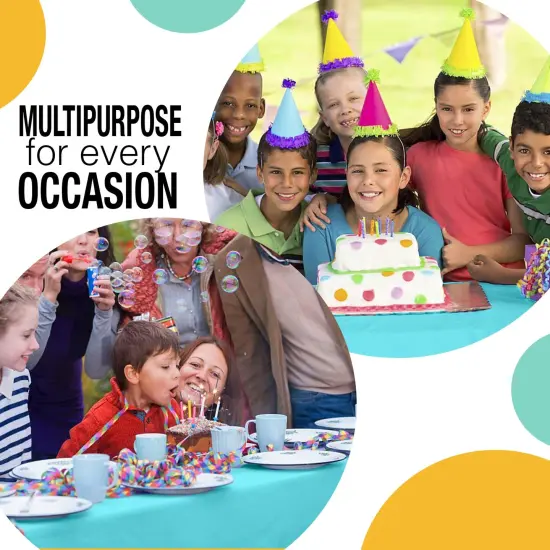  Party Solids 54" x 300' Plastic Table Cover Roll with Slide Cutter &ndash; Cut-to-Size Dispenser Box &ndash; Makes Up to 36 Disposable 8' Rectangle Tablecloths by Exquisite Light Blue {6}