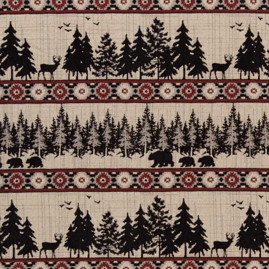 Forest Crimson - Red & Burgundy Novelty Upholstery Fabric 54 Inches" {1}