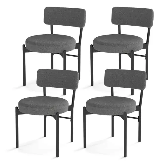 Costway Dining Chair Set of 2/4 with Curved Backrest Padded Seat & Metal Legs for Dining Room Gray/White {9}
