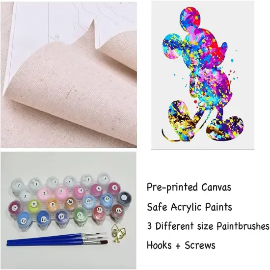 Oil Painting Paint by Number Kit for Adults, Colorful Animal Paint by Numbers for Kids, 16 x 20 inch (Color Mouse, Without Frame) {3}