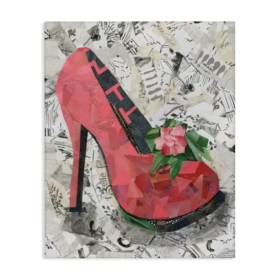 Stupell Industries Collaged Pink Heel Canvas Wall Art Design by Coco Good {1}
